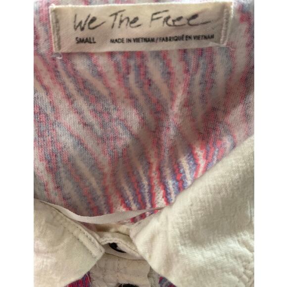 FREE PEOPLE MixPrint BELLA Collar Henley Tee Top Sz. S - Picture 3 of 4